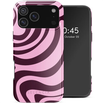 Selencia Vivid Backcover met MagSafe voor de Apple iPhone 17 Pro Max - Wavy Swirl Pink Plum Meerkleurig