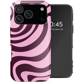 Selencia Vivid Backcover met MagSafe voor de Apple iPhone 17 Pro - Wavy Swirl Pink Plum Meerkleurig