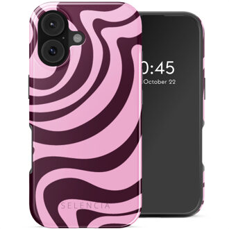 Selencia Vivid Backcover met MagSafe voor de Apple iPhone 17 - Wavy Swirl Pink Plum Meerkleurig
