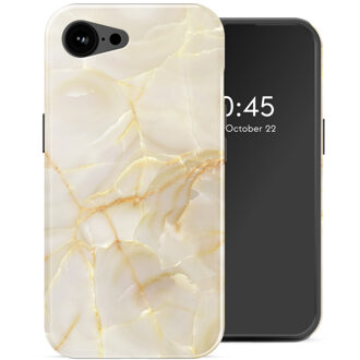 Selencia Vivid Backcover met MagSafe voor de Apple iPhone 17e / 16e - Golden Beige Marble Meerkleurig