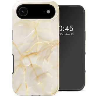 Selencia Vivid Backcover met MagSafe voor de Apple iPhone Air - Golden Beige Marble Meerkleurig