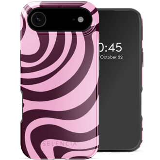 Selencia Vivid Backcover met MagSafe voor de Apple iPhone Air - Wavy Swirl Pink Plum Meerkleurig