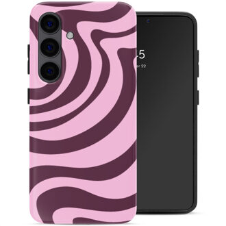 Selencia Vivid Backcover met MagSafe voor de Samsung Galaxy S24 - Wavy Swirl Pink Plum Meerkleurig