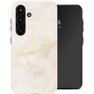 Selencia Vivid Backcover met MagSafe voor de Samsung Galaxy S25 - Golden Beige Marble Meerkleurig