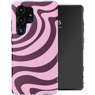 Selencia Vivid Backcover met MagSafe voor de Samsung Galaxy S25 Ultra - Wavy Swirl Pink Plum Meerkleurig