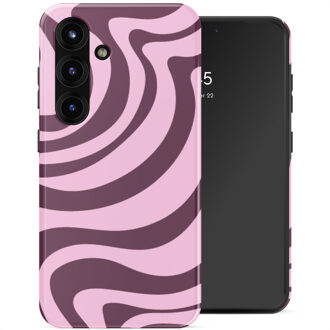 Selencia Vivid Backcover met MagSafe voor de Samsung Galaxy S25 - Wavy Swirl Pink Plum Meerkleurig