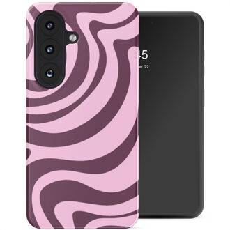 Selencia Vivid Backcover met MagSafe voor de Samsung Galaxy S26 Plus - Wavy Swirl Pink Plum Meerkleurig
