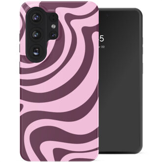 Selencia Vivid Backcover met MagSafe voor de Samsung Galaxy S26 Ultra - Wavy Swirl Pink Plum Meerkleurig