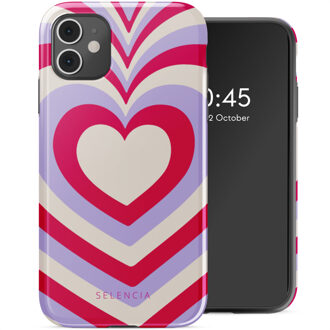 Selencia Vivid Backcover voor de Apple iPhone 11 - Double Hearts Rubine Red Lilac Meerkleurig
