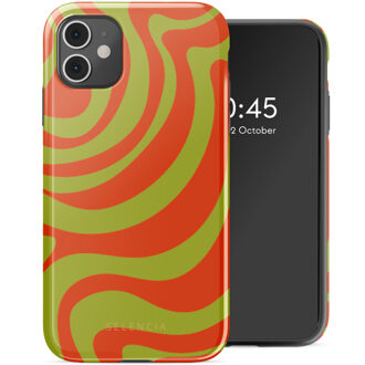 Selencia Vivid Backcover voor de Apple iPhone 11 - Wavy Swirl Orange Fern Meerkleurig