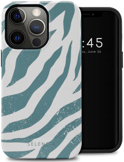 Selencia Vivid Backcover voor de Apple iPhone 13 Pro - Colorful Zebra Pine Blue Meerkleurig