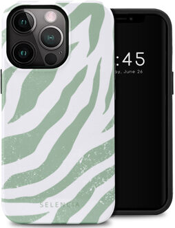 Selencia Vivid Backcover voor de Apple iPhone 13 Pro - Colorful Zebra Sage Green Meerkleurig