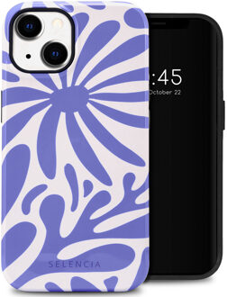 Selencia Vivid Backcover voor de Apple iPhone 14 - Modern Bloom Sapphire Blue Meerkleurig