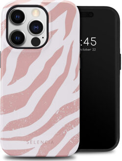Selencia Vivid Backcover voor de Apple iPhone 14 Pro - Colorful Zebra Old Pink Meerkleurig