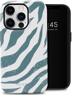 Selencia Vivid Backcover voor de Apple iPhone 14 Pro - Colorful Zebra Pine Blue Meerkleurig