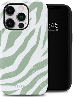 Selencia Vivid Backcover voor de Apple iPhone 14 Pro - Colorful Zebra Sage Green Meerkleurig