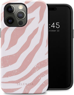 Selencia Vivid Backcover voor de Apple iPhone 14 Pro Max - Colorful Zebra Old Pink Meerkleurig