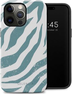 Selencia Vivid Backcover voor de Apple iPhone 14 Pro Max - Colorful Zebra Pine Blue Meerkleurig