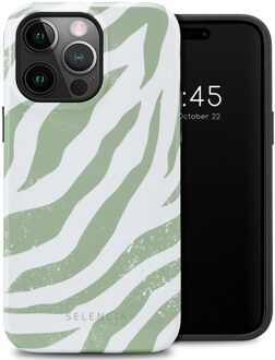 Selencia Vivid Backcover voor de Apple iPhone 14 Pro Max - Colorful Zebra Sage Green Meerkleurig