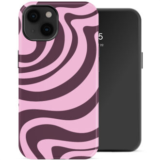 Selencia Vivid Backcover voor de Apple iPhone 14 - Wavy Swirl Pink Plum Meerkleurig