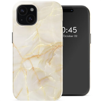 Selencia Vivid Backcover voor de Apple iPhone 15 - Golden Beige Marble Meerkleurig