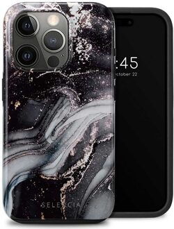 Selencia Vivid Backcover voor de Apple iPhone 15 Pro - Chic Marble Black Meerkleurig