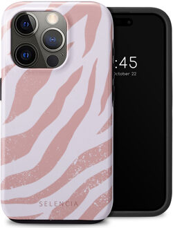 Selencia Vivid Backcover voor de Apple iPhone 15 Pro - Colorful Zebra Old Pink Meerkleurig