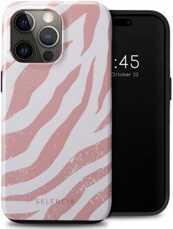 Selencia Vivid Backcover voor de Apple iPhone 15 Pro Max - Colorful Zebra Old Pink Meerkleurig