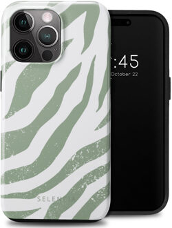 Selencia Vivid Backcover voor de Apple iPhone 15 Pro Max - Colorful Zebra Sage Green Meerkleurig
