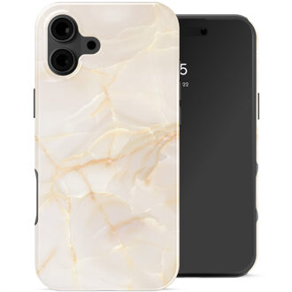 Selencia Vivid Backcover voor de Apple iPhone 16 - Golden Beige Marble Meerkleurig