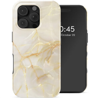 Selencia Vivid Backcover voor de Apple iPhone 16 Pro - Golden Beige Marble Meerkleurig