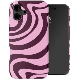 Selencia Vivid Backcover voor de Apple iPhone 16 - Wavy Swirl Pink Plum Meerkleurig