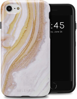 Selencia Vivid Backcover voor de Apple iPhone SE (2022 / 2020) / 8 / 7 / 6(s) - Chic Marble Gold Meerkleurig
