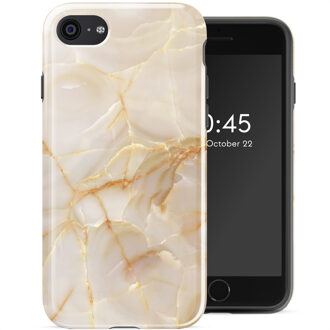 Selencia Vivid Backcover voor de Apple iPhone SE (2022 / 2020) / 8 / 7 - Golden Beige Marble Meerkleurig