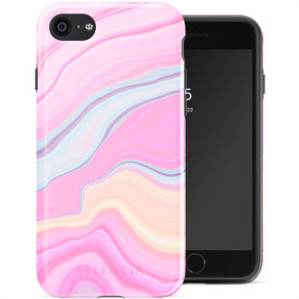 Selencia Vivid Backcover voor de Apple iPhone SE (2022 / 2020) / 8 / 7 - Pastel Lipstick Marble Meerkleurig