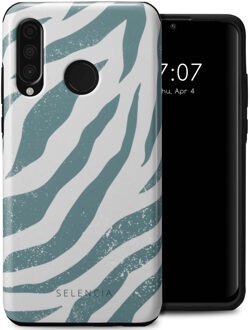 Selencia Vivid Backcover voor de Huawei P30 Lite - Colorful Zebra Pine Blue Meerkleurig
