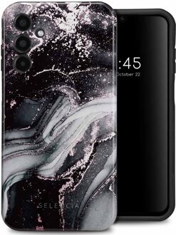 Selencia Vivid Backcover voor de Samsung Galaxy A15 (5G/4G) - Chic Marble Black Meerkleurig