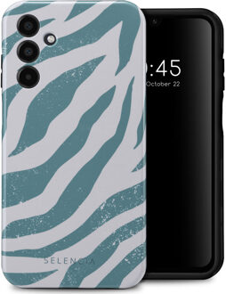 Selencia Vivid Backcover voor de Samsung Galaxy A15 (5G/4G) - Colorful Zebra Pine Blue Meerkleurig