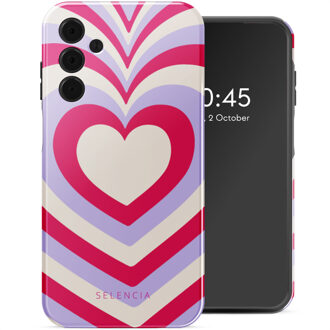 Selencia Vivid Backcover voor de Samsung Galaxy A15 (5G/4G) - Double Hearts Rubine Red Lilac Meerkleurig