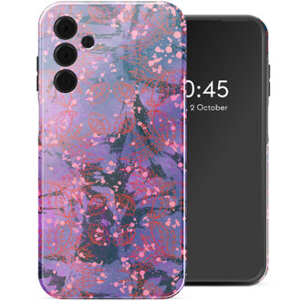 Selencia Vivid Backcover voor de Samsung Galaxy A15 (5G) - Fresh Paint Flower Orange Meerkleurig