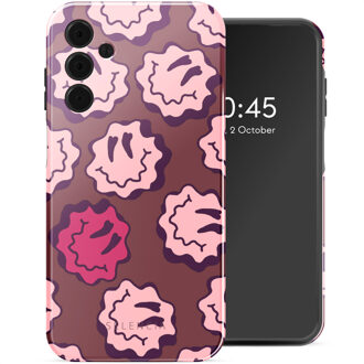 Selencia Vivid Backcover voor de Samsung Galaxy A15 (5G) - Wavy Smiley Pink Meerkleurig