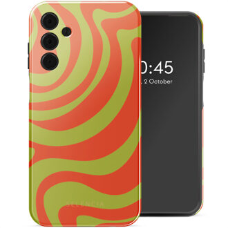 Selencia Vivid Backcover voor de Samsung Galaxy A15 (5G) - Wavy Swirl Orange Fern Meerkleurig