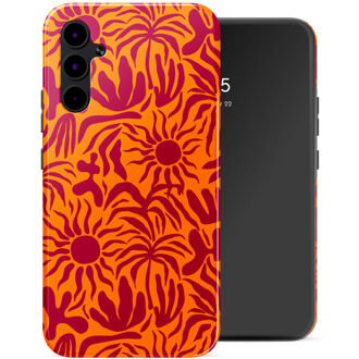 Selencia Vivid Backcover voor de Samsung Galaxy A34 (5G) - Tropical Vibes Apricot Meerkleurig
