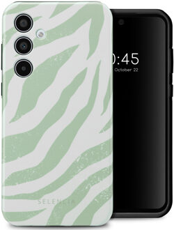 Selencia Vivid Backcover voor de Samsung Galaxy A35 - Colorful Zebra Sage Green Meerkleurig