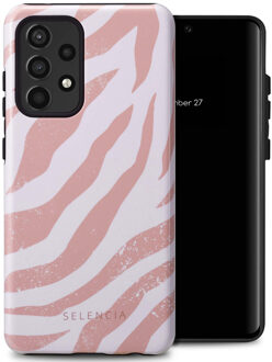 Selencia Vivid Backcover voor de Samsung Galaxy A52(s) (5G/4G) - Colorful Zebra Old Pink Meerkleurig
