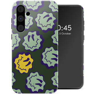 Selencia Vivid Backcover voor de Samsung Galaxy A55 - Wavy Smiley Green Meerkleurig