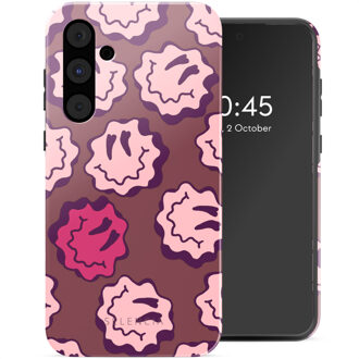 Selencia Vivid Backcover voor de Samsung Galaxy A55 - Wavy Smiley Pink Meerkleurig