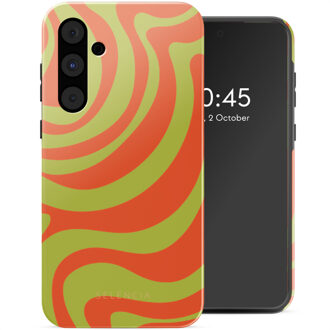 Selencia Vivid Backcover voor de Samsung Galaxy A55 - Wavy Swirl Orange Fern Meerkleurig