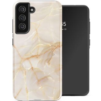 Selencia Vivid Backcover voor de Samsung Galaxy S21 FE - Golden Beige Marble Meerkleurig