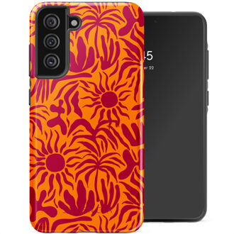 Selencia Vivid Backcover voor de Samsung Galaxy S21 FE - Tropical Vibes Apricot Meerkleurig